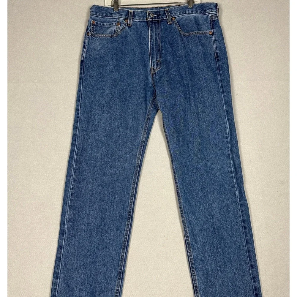 Levis 505 Jeans Mens 36X34 Blue Regular Fit Straight Leg Denim Pants 5-Pocket